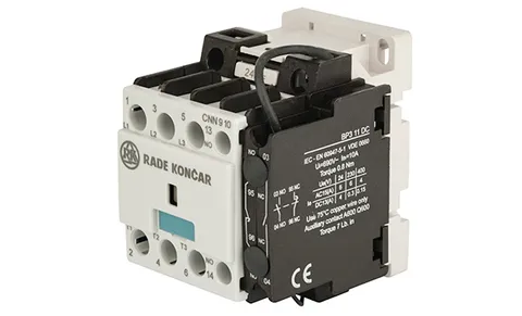 Контактор CNN 9 10, 3P, 9A/(25A по AC-1), 4.5kW(400VAC), 1NO, Uk=24VDC, Iвтяг=5,1А, Iудерж=0,12А