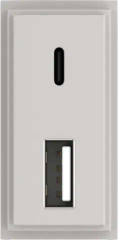 Зарядное устройство USB Стандарт A-С 5V 3100мА 1 модуль, серый