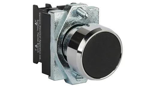 Кнопка плоская PB1S, черная, без фиксации, без подсветки, 1NO, 6A 230VAC/24VDC, 22mm, IP65