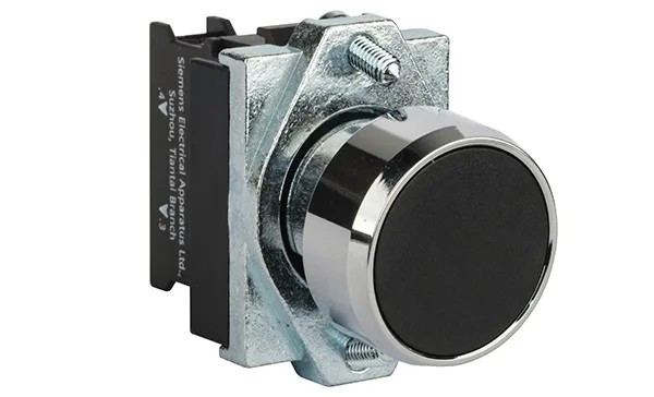 Кнопка плоская PB1S, черная, с фиксацией, без подсветки, 1NO, 6A 230VAC/24VDC, 22mm, IP65