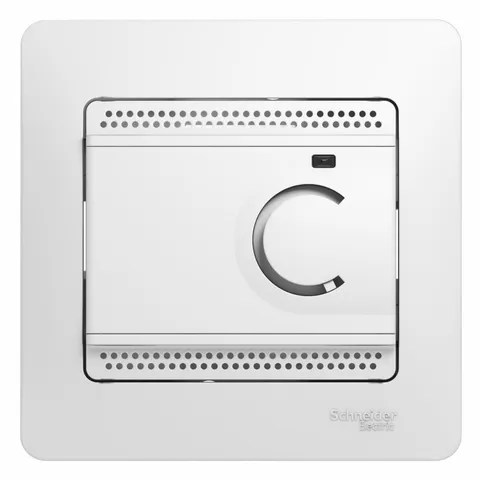 Термостат теплого пола Systeme Electric Glossa, электронный с датчиком, от+5до+50°C, 10A, в сборе, белый