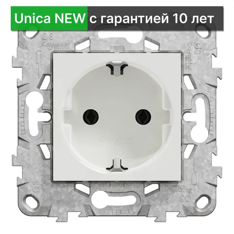 Розетка Schneider Electric Unica NEW с заземлением NU503618, белый