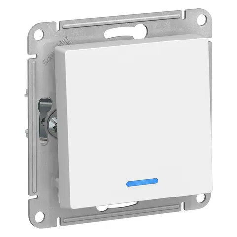 Выключатель Systeme Electric AtlasDesign, 1-клавишный с подсветкой, схема 1а, 10АХ, механизм, белый