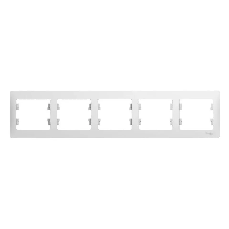 Рамка Systeme Electric Glossa, 5-постовая, горизонтальная, белый