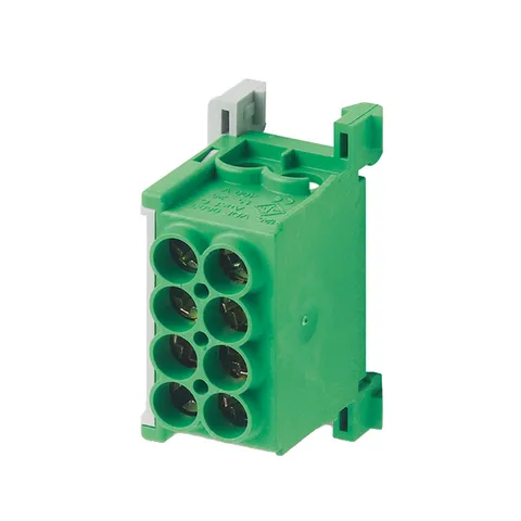 Клемма Morek четырехконтактная MAG25-2 зеленая, 4x2,5_25mm², 80A, 400V, IP20, двойные винтовые зажимы