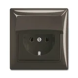 Basic 55 - Розетка 2P+E нем. стд. с крышкой и рамкой, IP 44 (шато-черный)