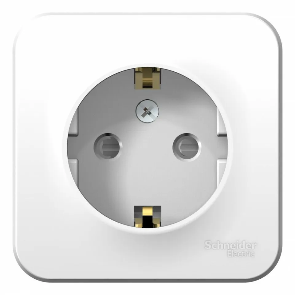 Розетка Systeme Electric Blanca, открытой установки с заземлением со шторками, 16А, 250В, белый
