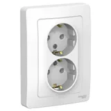 Розетка Systeme Electric Blanca, скрытой установки двойная с заземлением без шторок, 16А, 250В, белый
