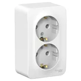 Розетка Systeme Electric Blanca, открытой установки двойная с заземлением без шторок, 16А, 250В, белый