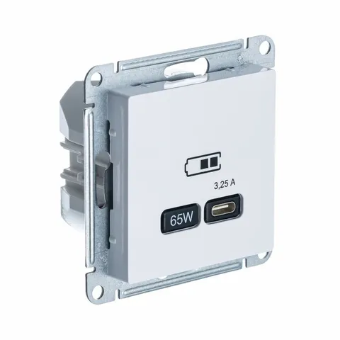 USB-розетка Systeme Electric AtlasDesign, USB розетка тип-C 65W высокоскор. заряд. QC, PD, механизм, белый