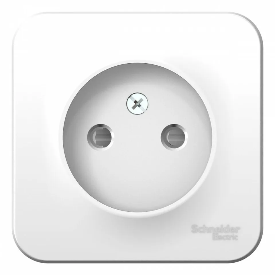 Розетка Systeme Electric Blanca, открытой установки без заземления со шторками изол. пл., 16А, 250В, белый