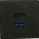 USB зарядное устройство, 3A , 65W, Type A + C, 2 мод., черн. матовая (45х45мм)