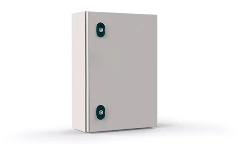 Щит ECOR моноблочный 1000x600x400мм (ВхШхГ) навесной с монтажной панелью, 1 глухая дверь, 2 замка, 2 пластины кабельного ввода, RAL7035, IP66