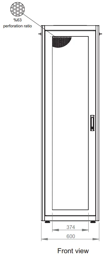 Щит серверный телеком. 19", 42U, ВxШxГ 2010x600x1000мм, DYNAmic Basic Server, напольный, перед. дверь перф., задняя дверь перф. с каб. вводом, черный