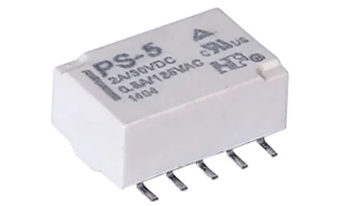 Реле PS-5, 2CO, 2A(30VDC)/0.5A(125VAC), AgPd/Au, 5VDC, SMD, для печатных плат, растр 2.54mm, IP67