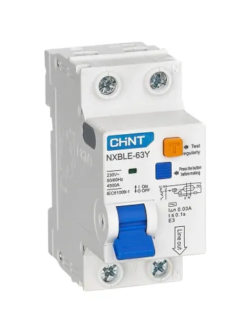 Диф. автомат NXBLE-63Y 1P+N 63А 30mA электронный тип AС, х-ка D, 4,5kA (R)