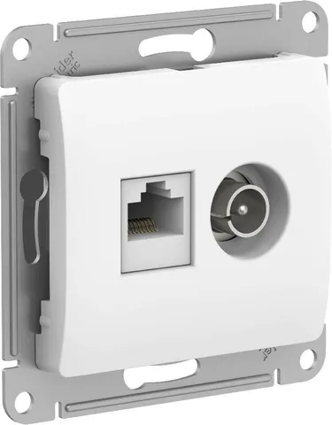Компьютерная розетка Systeme Electric Glossa, двойная ТВ + RJ45, кат. 5Е, механизм, белый