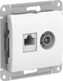 Компьютерная розетка Systeme Electric Glossa, двойная ТВ + RJ45, кат. 5Е, механизм, белый