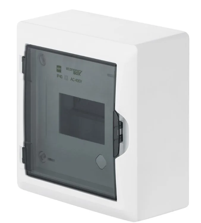 Щит навесной 1x6M, N/PE 2x 2x16+3x10mm2, дымчатая пласт. дверь, белый RAL9003, 198x192x96mm, IP40