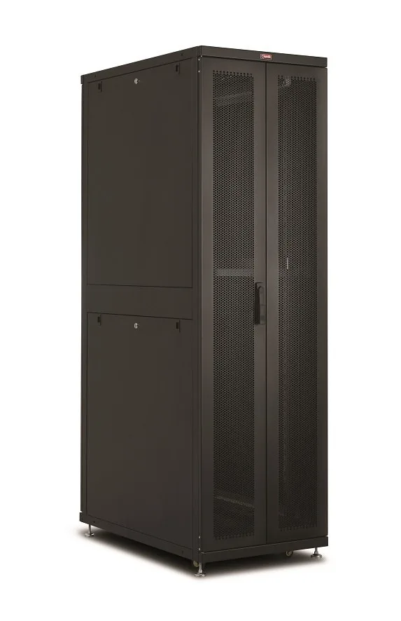 Щит серверный телеком. 19", 42U, ВxШxГ 2010x600x1000мм, DYNAmic Basic Server, напольный, перед. дверь перф., задняя дверь перф. с каб. вводом, черный