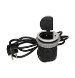 Блок розеточный встраиваемый 2P+E со шторками, USB 2,4A, кабель 1,9m, 3680Вт, пластик, алюминий