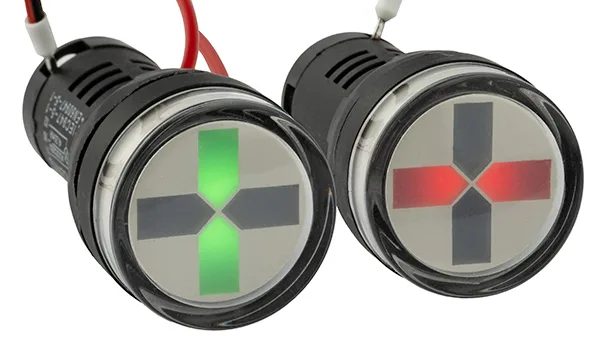 Указатель положения контактов AD116-22W, "крест" красный/зеленый, LED 220VAC/DC, IP50, 22mm