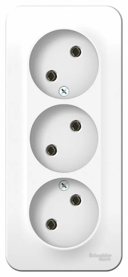 Розетка Systeme Electric Blanca, открытой установки 3-ая без заземления без шт. изол. пл., 16А, 250В, белый