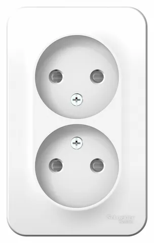 Розетка Systeme Electric Blanca, открытой установки двойная без заземл. со шт. изол. пл., 16А, 250В, белый