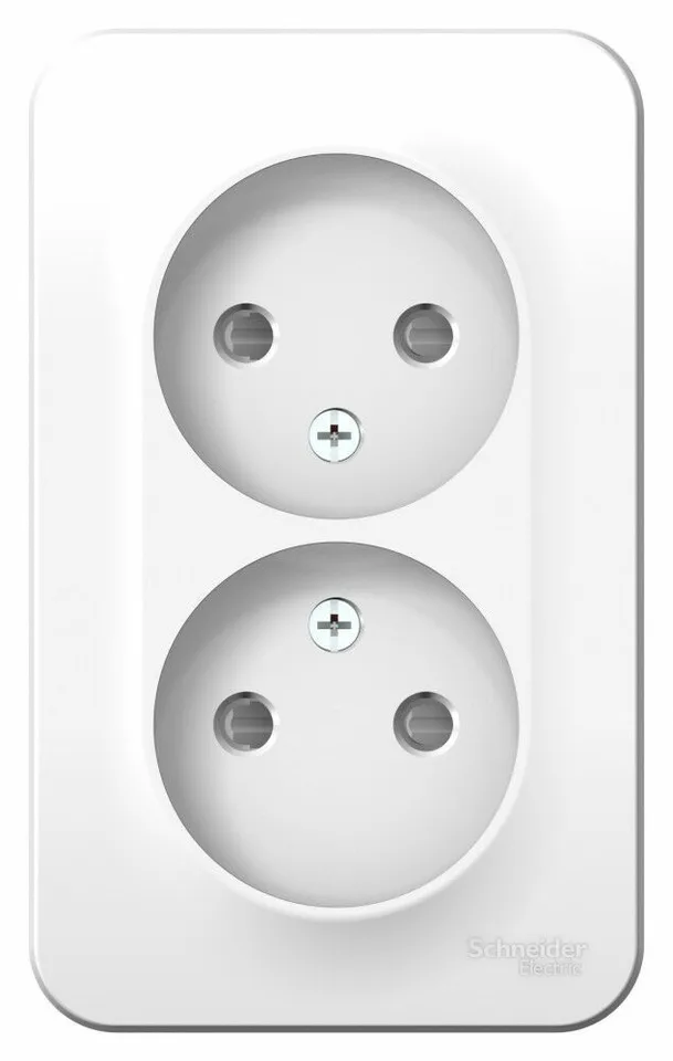 Розетка Systeme Electric Blanca, открытой установки двойная без заземл. со шт. изол. пл., 16А, 250В, белый