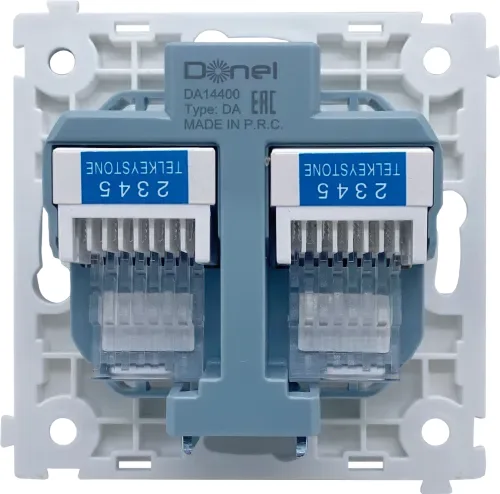 Механизм телефонной розетки RJ11 + RJ11 (двойная) cat.3/ClassE-4/4, серия DA