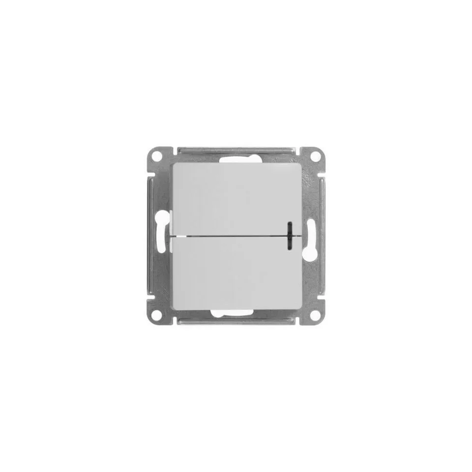 Выключатель Systeme Electric Glossa, 2-клавишный с подсветкой, схема 5а, 10АХ, механизм, белый