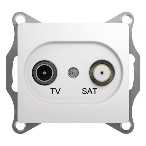 ТВ розетка Systeme Electric Glossa, TV-SAT проходная 4DB, механизм, белый