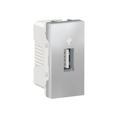 Розетка USB Schneider Electric Unica, MODULAR -коннектор, 1 модуль, алюминий
