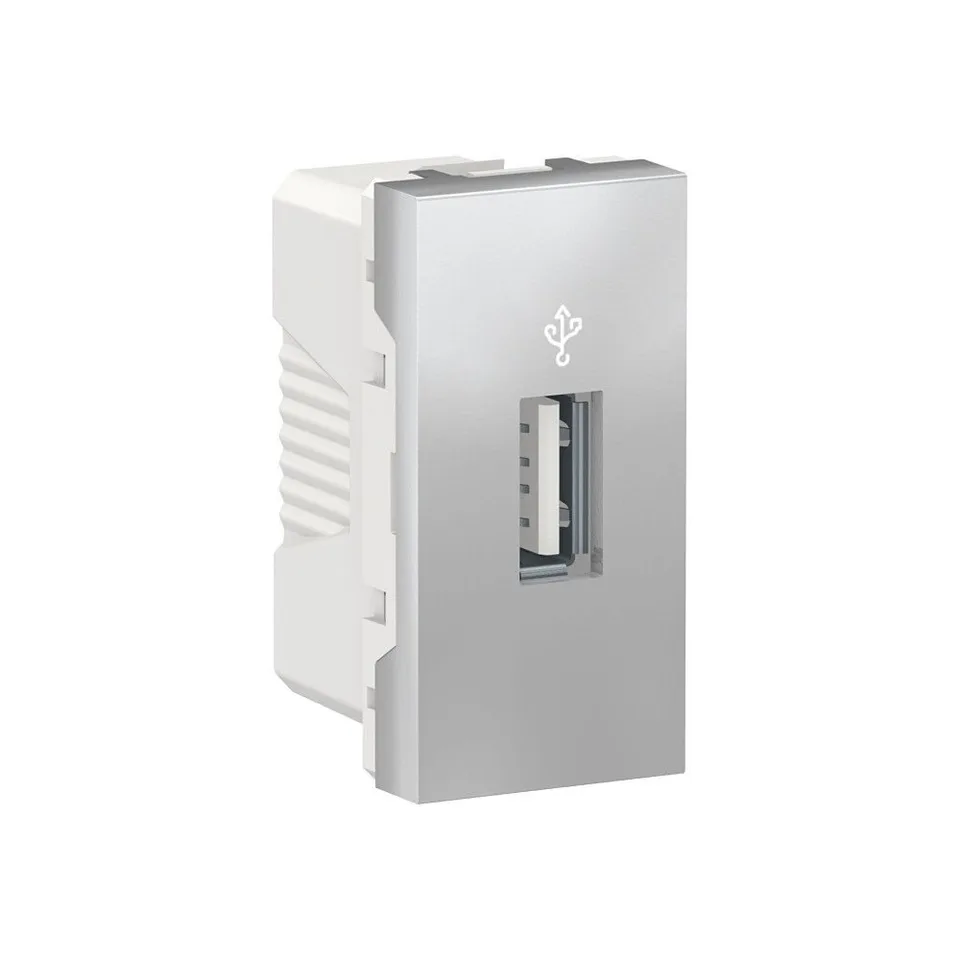 Розетка USB Schneider Electric Unica, MODULAR -коннектор, 1 модуль, алюминий