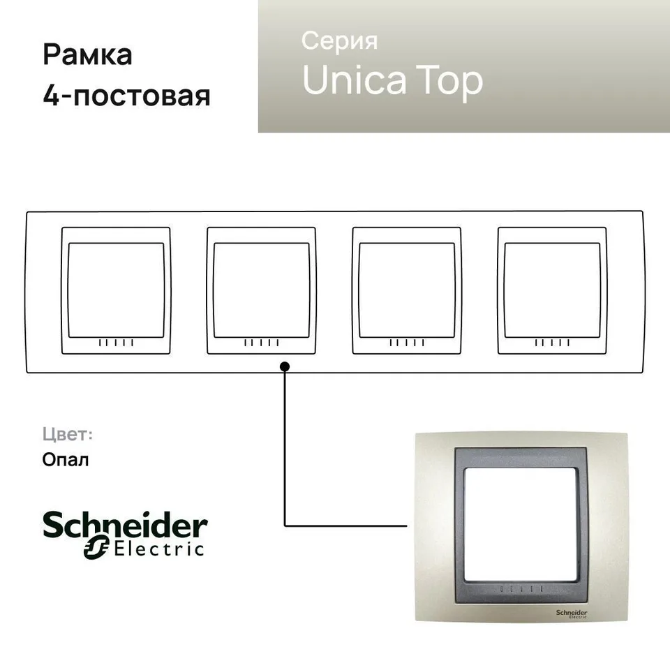 Рамка Schneider Electric Unica, Х4, опал/граф