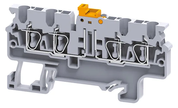 Клемма с ножевым размыкателем CXK2.5/4 /5x74,7mm, пружинная, 4 присоед., 2,5(max 4)mm2, 20A, 1000V, серая