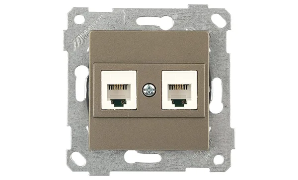 Rita - Розетка 2хRJ-45 кат. 5e UTP, антрацит