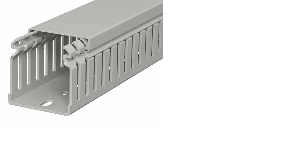 Перфокороб LKV 50050, органайзер для шкафов, 50 x 50 мм (глубина х ширина крышки), L=2000мм, RAL 7030 серый
