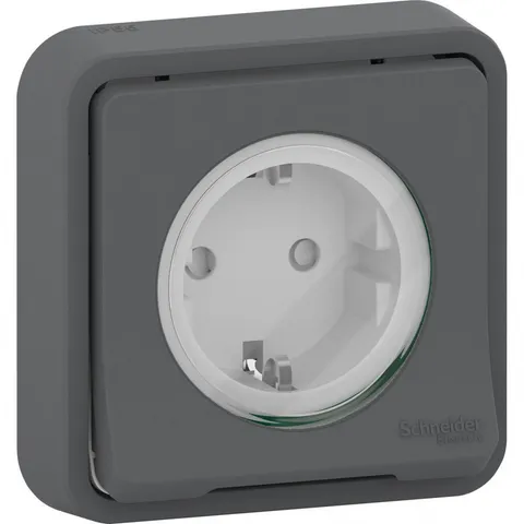 Розетка Schneider Electric Mureva, S, с з/к. и шт., скрытой установки, антрацит, IP55