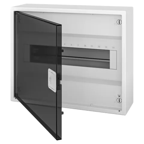 N12-ALFA, Щит навесной, 1 ряд, 12+2 мод., прозрач. дверца, IP40