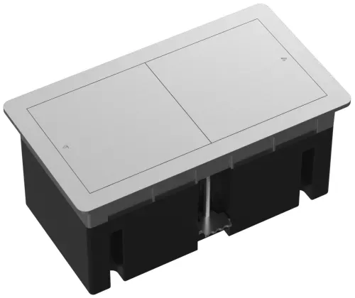 Настольный встраиваемый розеточный блок, сдвижные крышки, серебро Slider 4 мод. (2 мод. 45х45)
