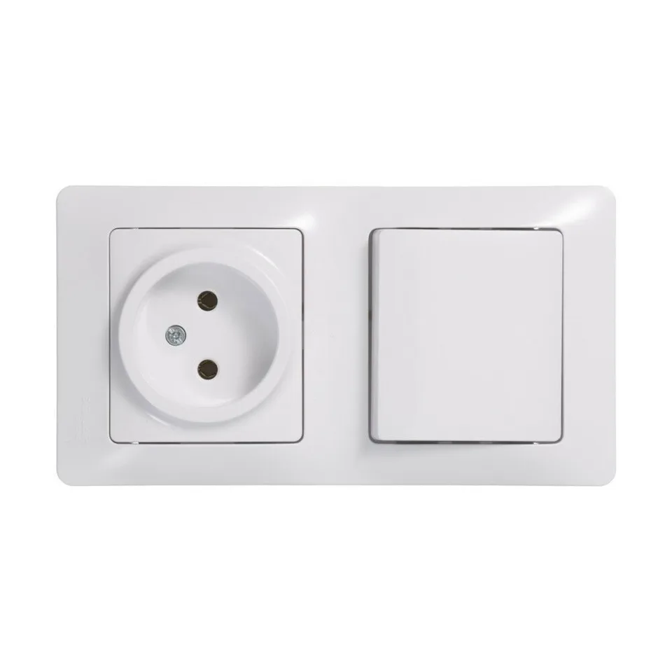 Блок Systeme Electric Glossa, : розетка + 1кл. выкл. бел