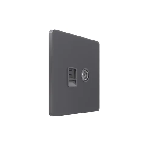 Компьютерная розетка Systeme Electric Infinity, информационная скрытой установки TV/FM и кат.5е, Вулканический пепел