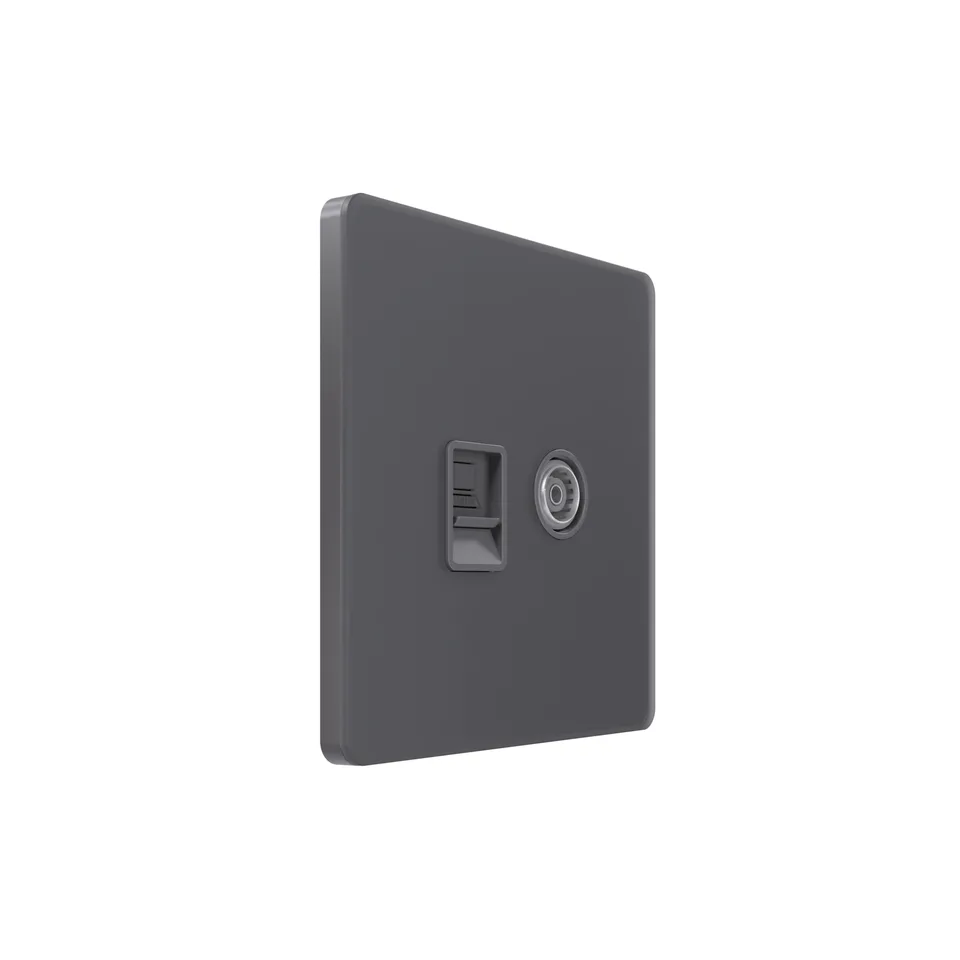 Компьютерная розетка Systeme Electric Infinity, информационная скрытой установки TV/FM и кат.5е, Вулканический пепел