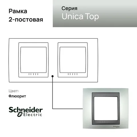 Рамка Schneider Electric Unica, Х2, флюорит/граф