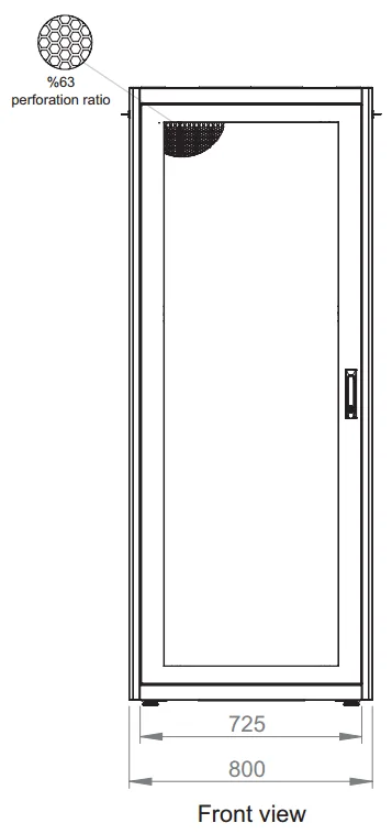 Щит серверный телеком. 19", 42U, ВxШxГ 2010x800x1000мм, DYNAmic Basic Server, перед. дверь перф., задн. дверь перф. распашн., с каб. вводом, черный