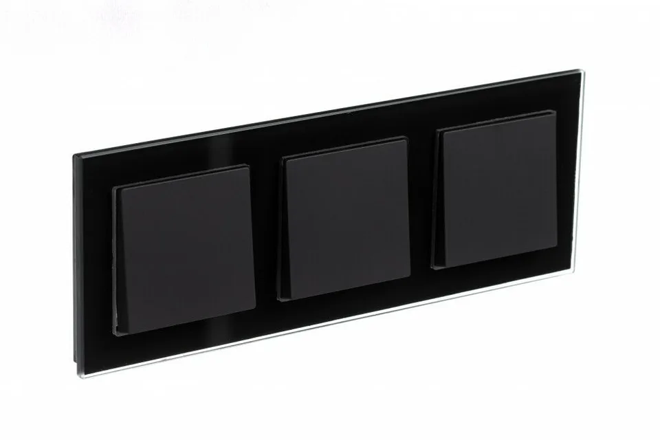 Рамка Systeme Electric AtlasDesign, 3-постовая, стекло черный