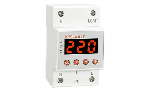 Реле контроля напряжения RM-MV/63, 1NO+N, 63A, 220VAC, Umin(120_210V)/Umax(220_300V), 0.1_0.5s/5_600s, LED-дисплей, 3M