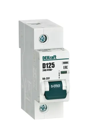 Автоматический выключатель DEKraft ВА-201 1P 125 А, хар-ка D, 10 кА