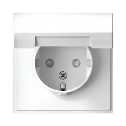 Розетка Systeme Electric ArtGallery, с заземл. со шторками с крышкой, 16А, IP20, механизм, белый